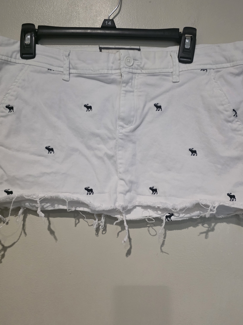 Abercrombie & Fitch Stretch Denim Skirt Embroidered Y2K Coastal Distressed 10